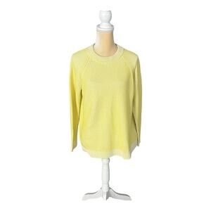Lands End Womens Yellow Crew Sweater Size Medium 10 12
